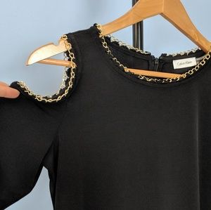 NWOT Black Calvin Klein Dress w Cut Out Shoulders
